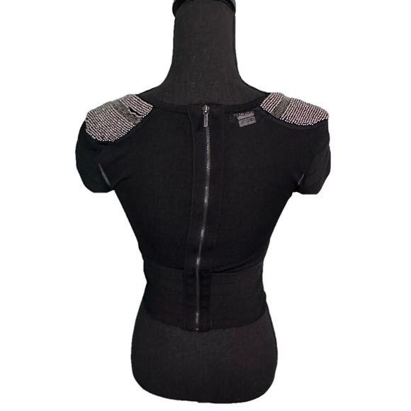 BEBE Black Metallic Bandage Crop Top – S – Y2K Glam - Picture 7 of 11